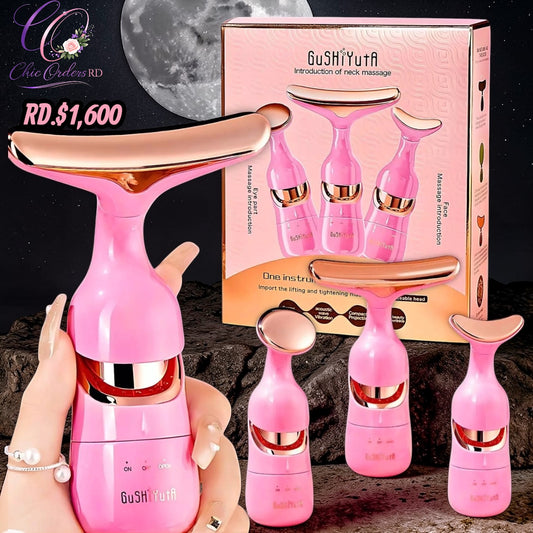 DISPOSITIVO DE ESTIRAMIENTO FACIAL 3 EN 1, MASAJE FACIAL PARA OJOS Y CUELLO, ADELGAZANTE EMS, BELLEZA, ESTIRAMIENTO